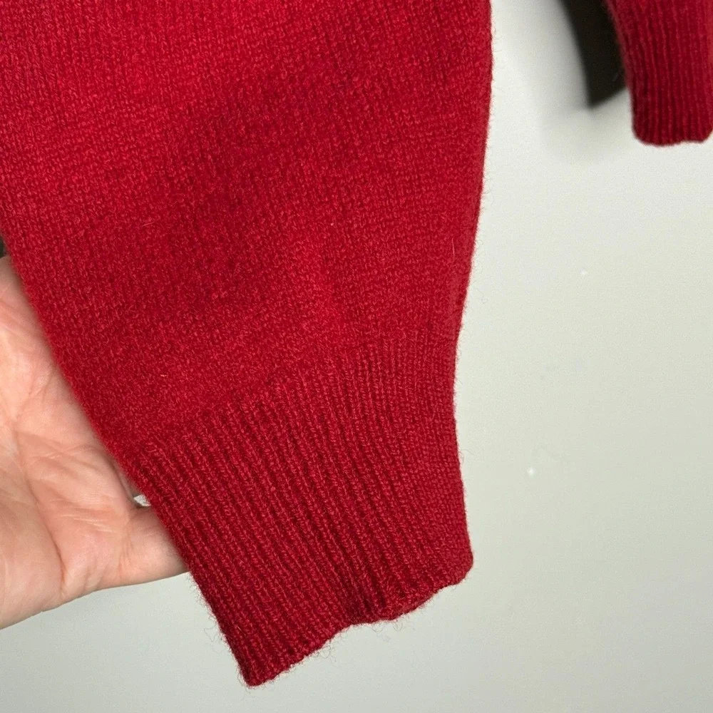 Springfield Mens Lambs‎ Wool Sweater Large Red Crewneck Preppy Cabin Academia